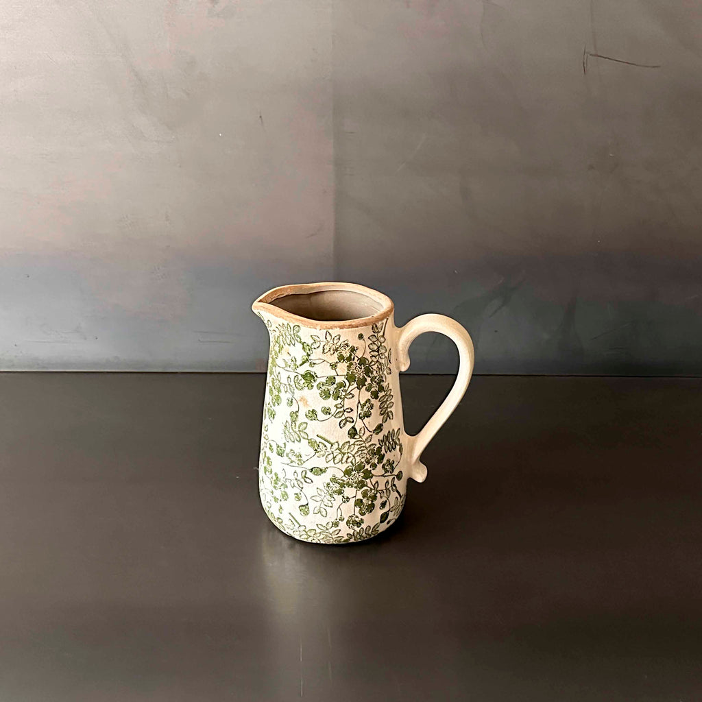 JARRA CERAMICA HOJAS VERDES.  BOEVE067