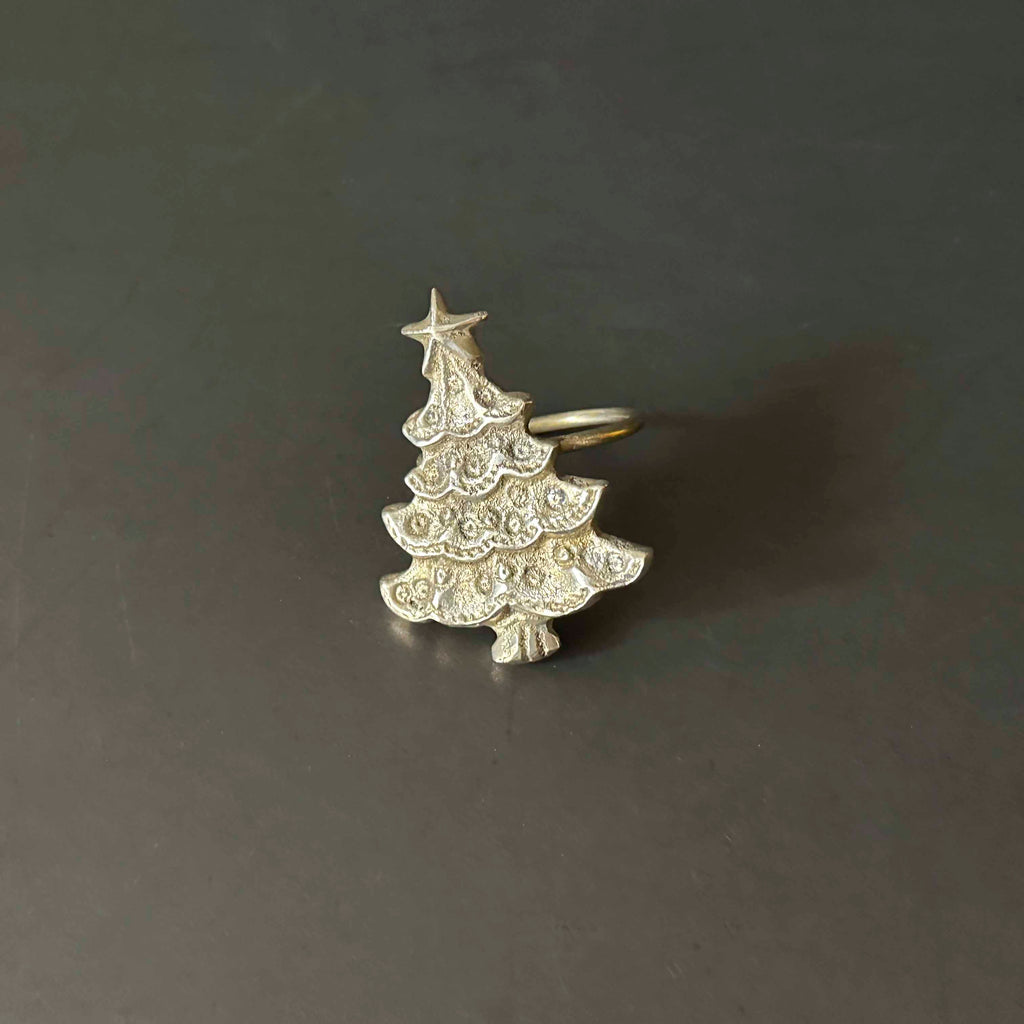 SERVILLETERO ARBOL DE NAVIDAD  DORADO O PLATEADO.  SETS DE 4.   INGOL015