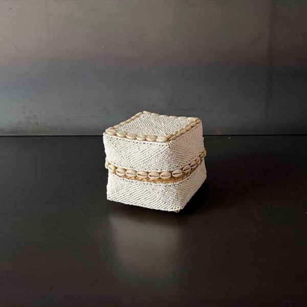 CANASTO BLANCO CUENTAS Y CONCHAS  MINI   INJAY0007E