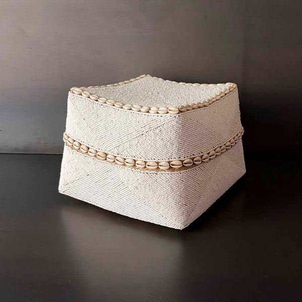 CANASTO BLANCO CUENTAS Y CONCHAS GDE,  INJAY0007A