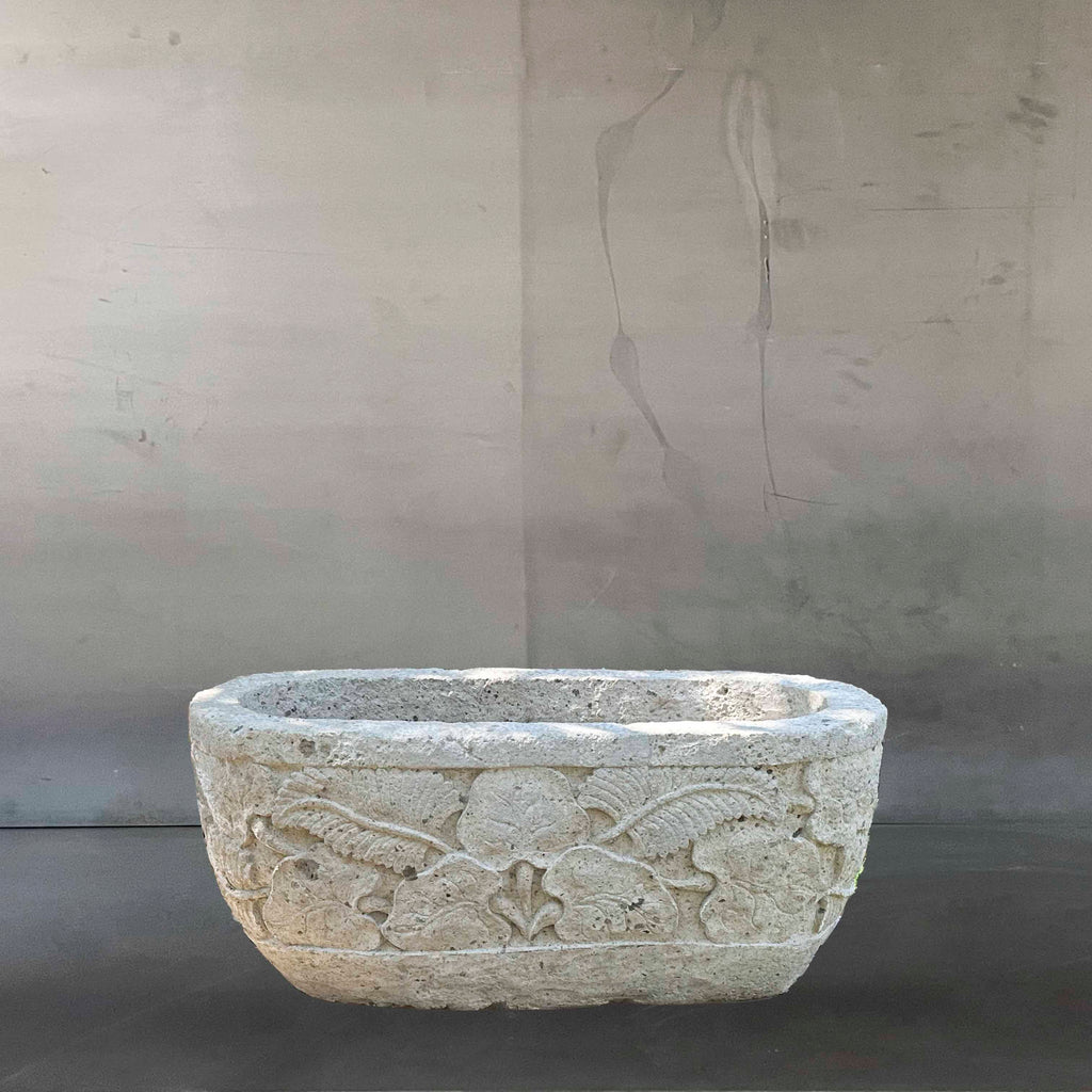MACETA OVAL FLORES.  INOKA006