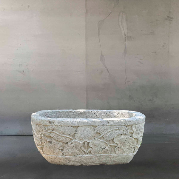 MACETA OVAL FLORES.  INOKA006