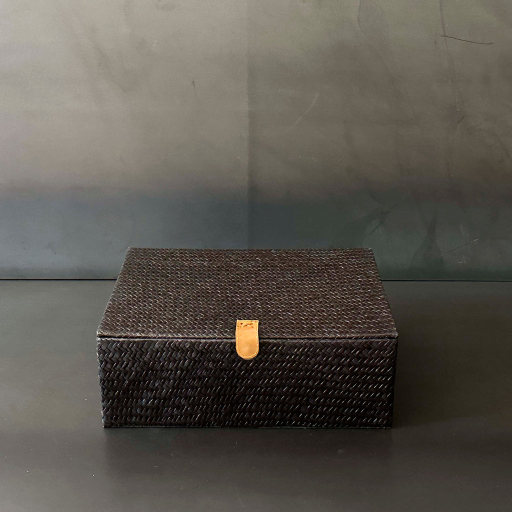 CAJA NEGRA DE PIEL CON ASAS MED.  INPAN002B