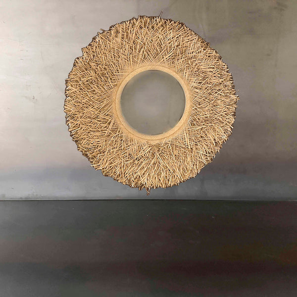 ESPEJO REDONDO RAFFIA FLECOS GDE. INPAN011A