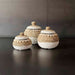 BOWL CON TAPA CUENTAS BLANCO Y BEIGE CH.    INSAG069C