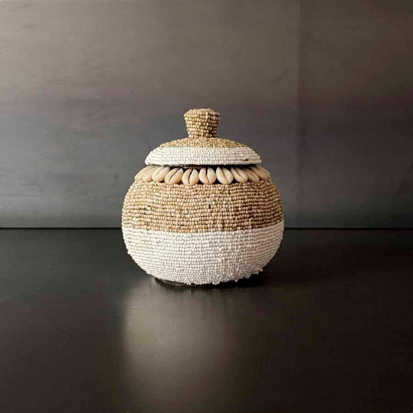 BOWL CON TAPA CUENTAS BLANCO Y BEIGE GDE.    INSAG069A