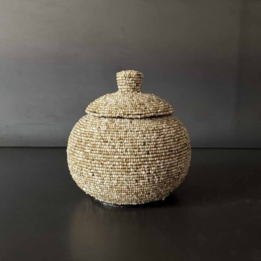 BOWL CON TAPA CUENTAS BEIGE GDE.  INSAG072A