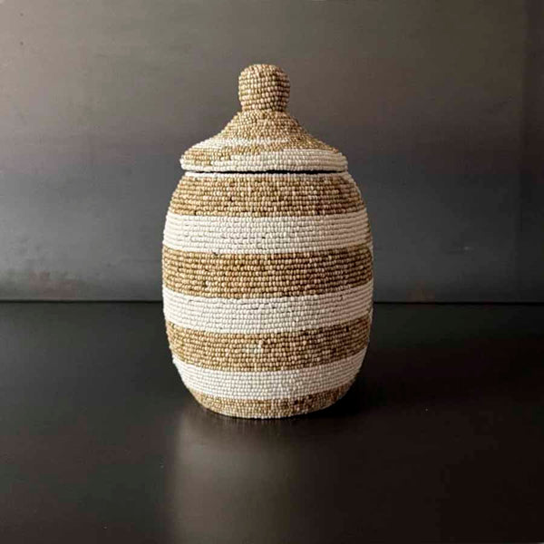 BOWL CON TAPA BLANCO Y BEIGE MED.  INSAG074B