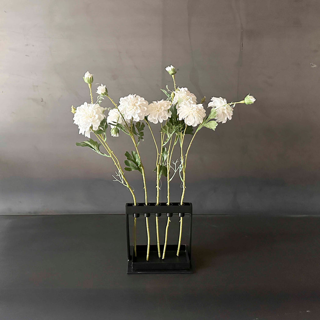 FLORERO 5 FLORES ACERO NEGRO. MEDRA005