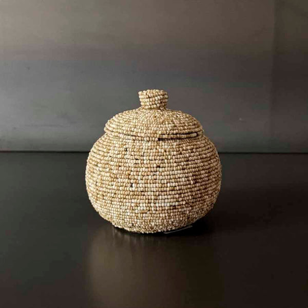BOWL CON TAPA CUENTAS BEIGE MED.  INSAG072B