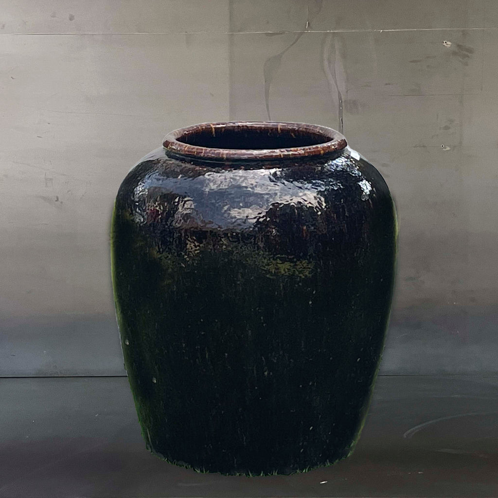 MACETON NEGRO VIDRIADO.    BOJUY067