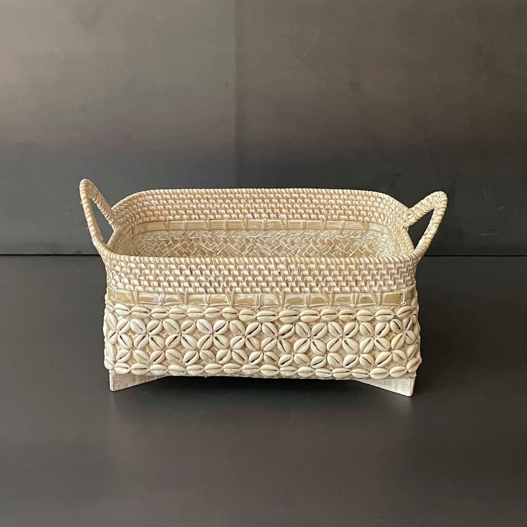 CANASTO RECTANGULAR CONCHAS MEDIANO.   INREAL028E