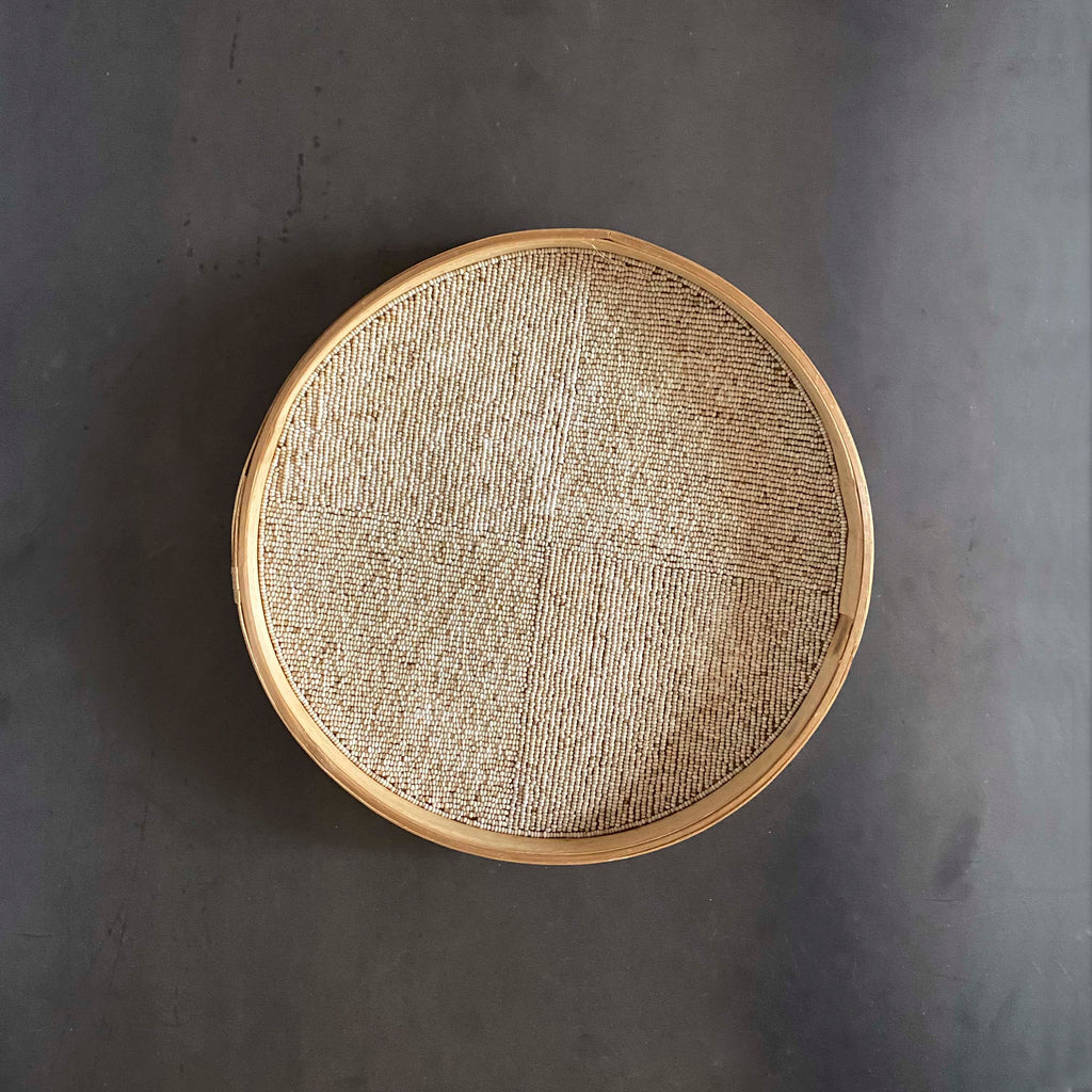 CHAROLA REDONDA CUENTAS BEIGE